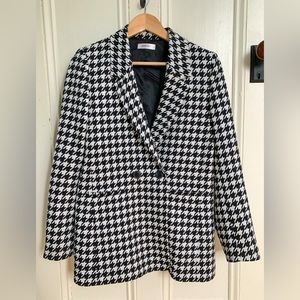 Anine Bing Madeleine Blazer in black and white houndstooth